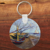 Vist Boats op strand Sleutelhanger (Voorkant)