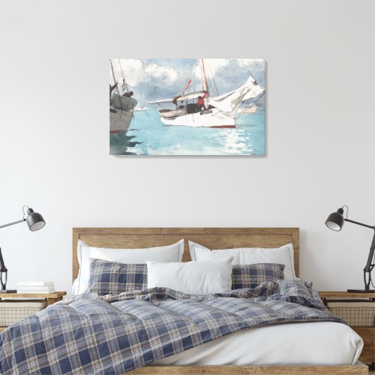 Vist Boats, sleutelwesten Canvas Afdruk (Insitu (Slaapkamer))