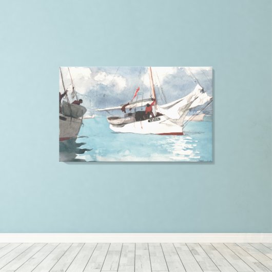 Vist Boats, sleutelwesten Canvas Afdruk (Insitu (Houten vloer))