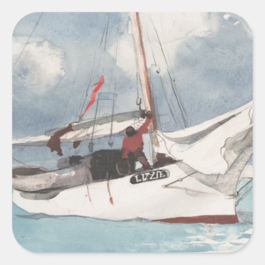 Vist Boats, sleutelwesten Vierkante Sticker (Voorkant)