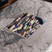 Vist boeien op de deoratieve Tegel van het Rustic- Tegeltje