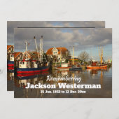 Vist boten in de herdenking van de haven kaart (Voorkant / Achterkant)