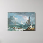 Vist boten in een Storm Canvas Afdruk (Voorkant)