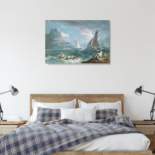 Vist boten in een Storm Canvas Afdruk (Insitu (Slaapkamer))