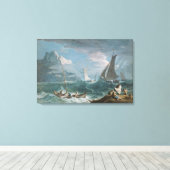 Vist boten in een Storm Canvas Afdruk (Insitu (Houten vloer))