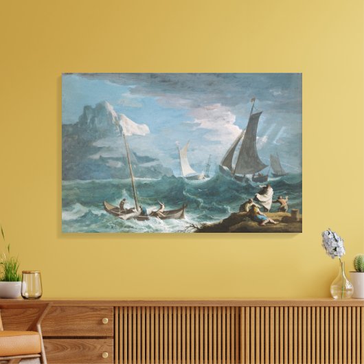Vist boten in een Storm Canvas Afdruk (Insitu (Woonkamer))