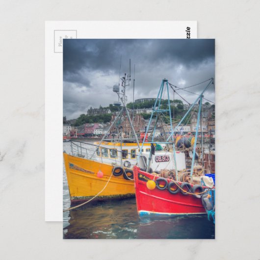 Vist boten in Oban Harbour Briefkaart (Voorkant / Achterkant)