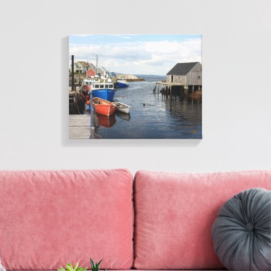 Vist boten langs een pier canvas afdruk (Insitu (Woonkamer))