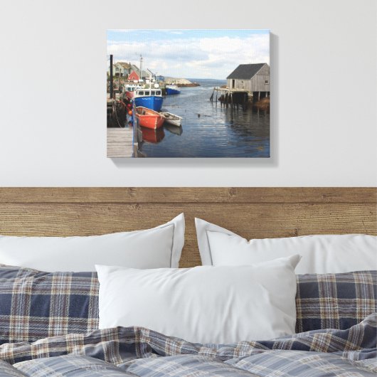 Vist boten langs een pier canvas afdruk (Insitu (Slaapkamer))