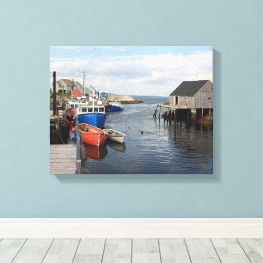Vist boten langs een pier canvas afdruk (Insitu (Houten vloer))