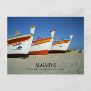 Vist boten op Algarve's Beach Foto Briefkaart