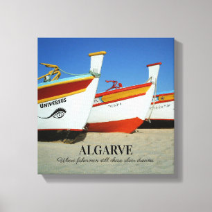 Vist boten op Algarve's Beach Foto Canvas Afdruk