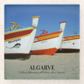 Vist boten op Algarve's Beach Foto Glazen Onderzetter (Voorkant)