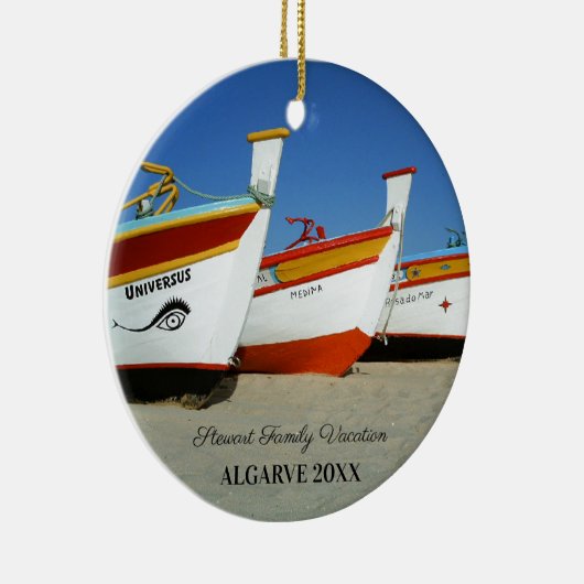 Vist boten op Algarve's Beach Foto Keramisch Ornament (Rechts)