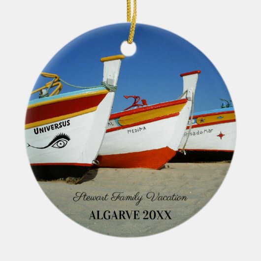 Vist boten op Algarve's Beach Foto Keramisch Ornament (Voorkant)