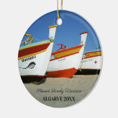 Vist boten op Algarve's Beach Foto Keramisch Ornament (Links)