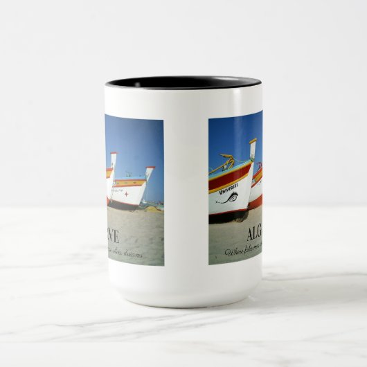 Vist boten op Algarve's Beach Foto Mok (Midden)