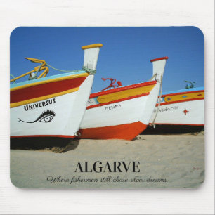 Vist boten op Algarve's Beach Foto Muismat