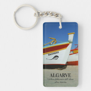 Vist boten op Algarve's Beach Foto Sleutelhanger