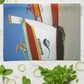 Vist boten op Algarve's Beach Foto Theedoek (Gevouwen)