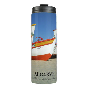 Vist boten op Algarve's Beach Foto Thermosbeker