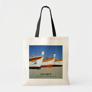 Vist boten op Algarve's Beach Foto Tote Bag