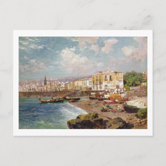 Vist boten op de strand van Marinella, Napels (o Briefkaart (Voorkant)