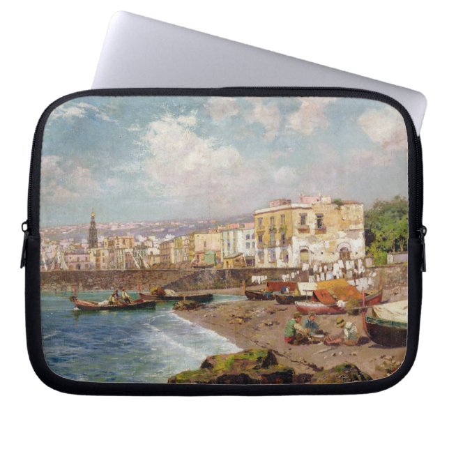 Vist boten op de strand van Marinella, Napels (o Laptop Sleeve (Voorkant)