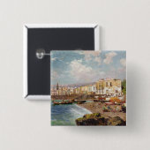 Vist boten op de strand van Marinella, Napels (o Vierkante Button 5,1 Cm (Voorkant /achterkant)