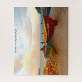 Vist boten op een Jamaica-strand. Jigzaag Puzzle Legpuzzel (Verticaal)