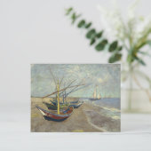 Vist boten op het strand briefkaart (Staand voorkant)