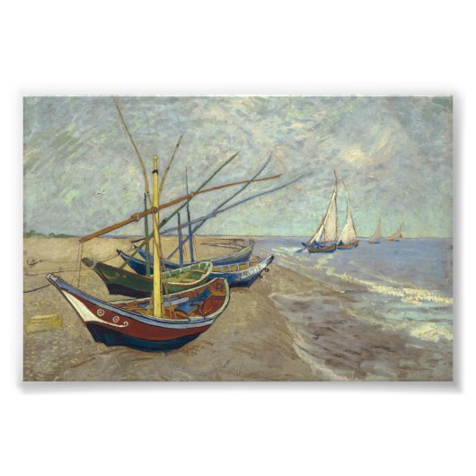 Vist boten op het strand foto afdruk (Voorkant)