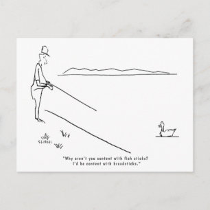 Vist Briefkaart met een meer, een visser en een ei