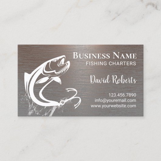 Vist Charters Professional Faux Copper Metal Visitekaartje (Voorkant)