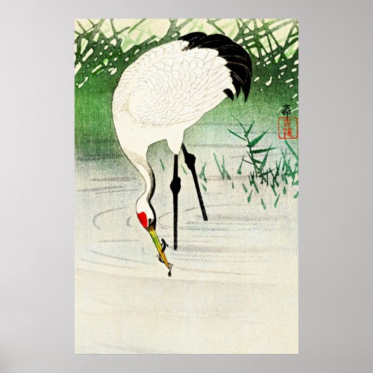 Vist Crane in Shallow Water door Ohara Koson Poster (Voorkant)