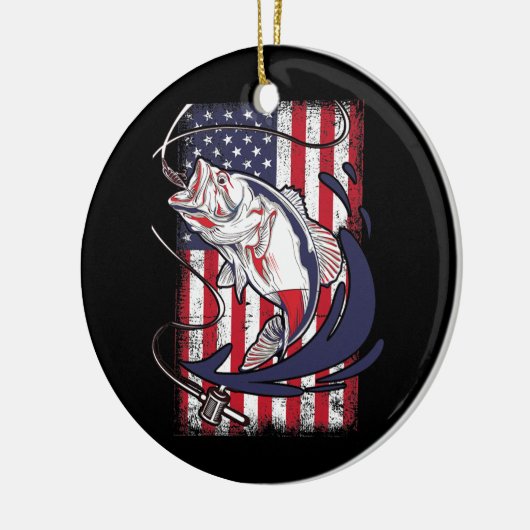 Vist de Amerikaanse vlag Funny Keramisch Ornament (Links)