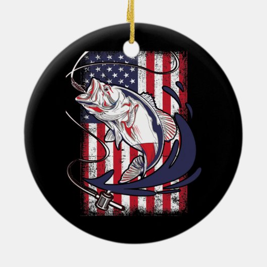 Vist de Amerikaanse vlag Funny  Keramisch Ornament (Achterkant)