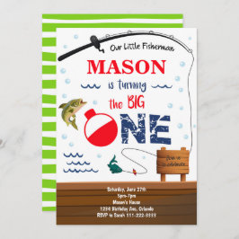 Vist de grote 1e verjaardagsuitnodiging kaart