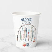 Vist de grote blauwe jongen van de dag papieren bekers (Achterkant)