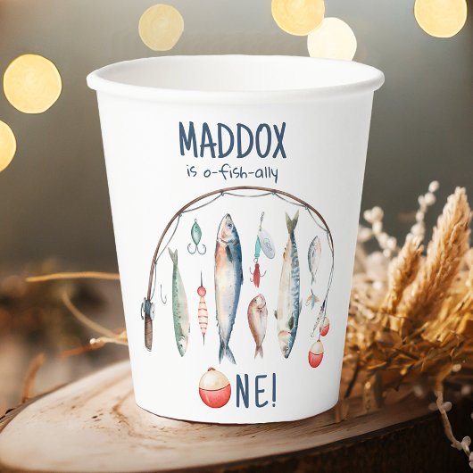 Vist de grote blauwe jongen van de dag papieren bekers