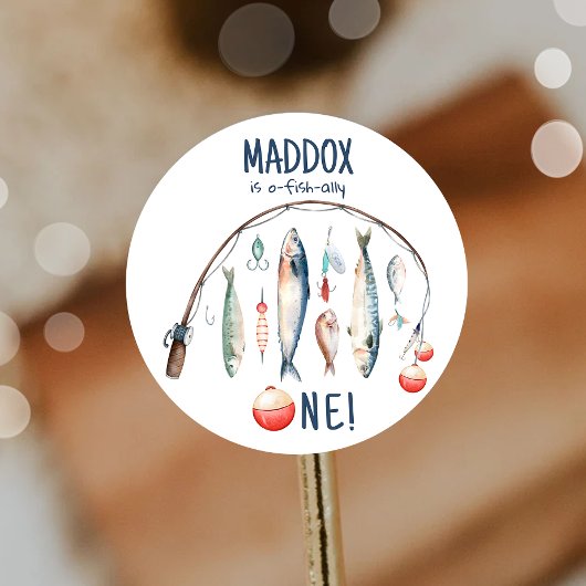 Vist de grote blauwe jongen van de dag ronde sticker