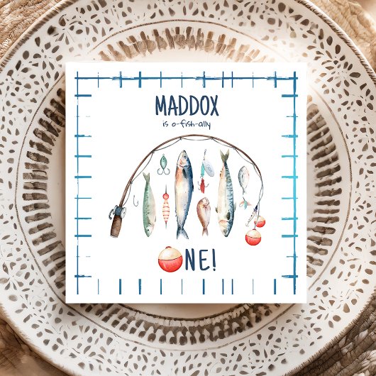 Vist de grote blauwe jongen van de dag servet