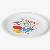 Vist de grote één verjaardagspapier Borden Papieren Bordje (Gekanteld)