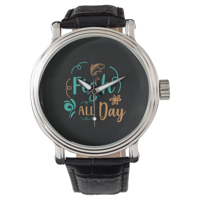 Vist de hele dag kunst horloge (Voorkant)