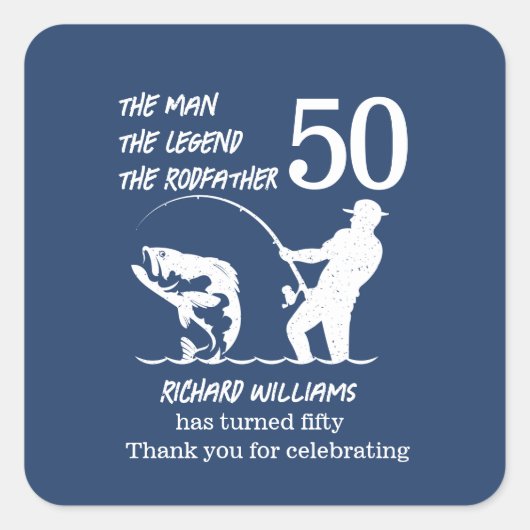 Vist de legende Rodfather 50ste verjaardag Vierkante Sticker (Voorkant)