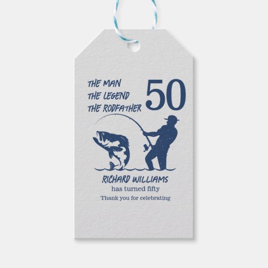 Vist de Rodfather Big Fish 50ste verjaardag Cadeaulabel (Voorkant)