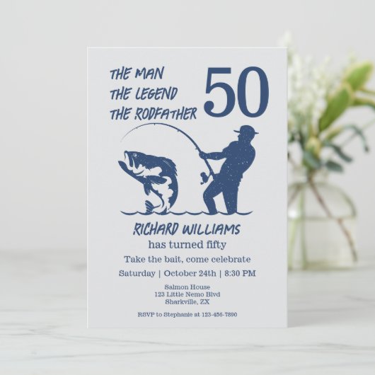 Vist de Rodfather Big Fish 50ste verjaardag Kaart (Staand voorkant)