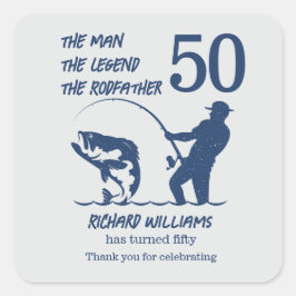 Vist de Rodfather Big Fish 50ste verjaardag Vierkante Sticker