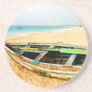 Vist de Verhaal op het strand Zandsteen Onderzetter