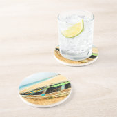 Vist de Verhaal op het strand Zandsteen Onderzetter (Zijkant)